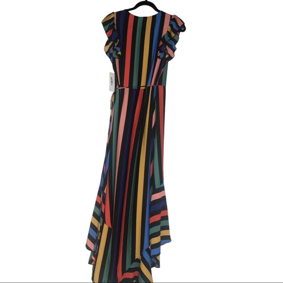 NWT Tyche Multi Color Striped Wrap Maxi Dress Sz M - Picture 5 of 16